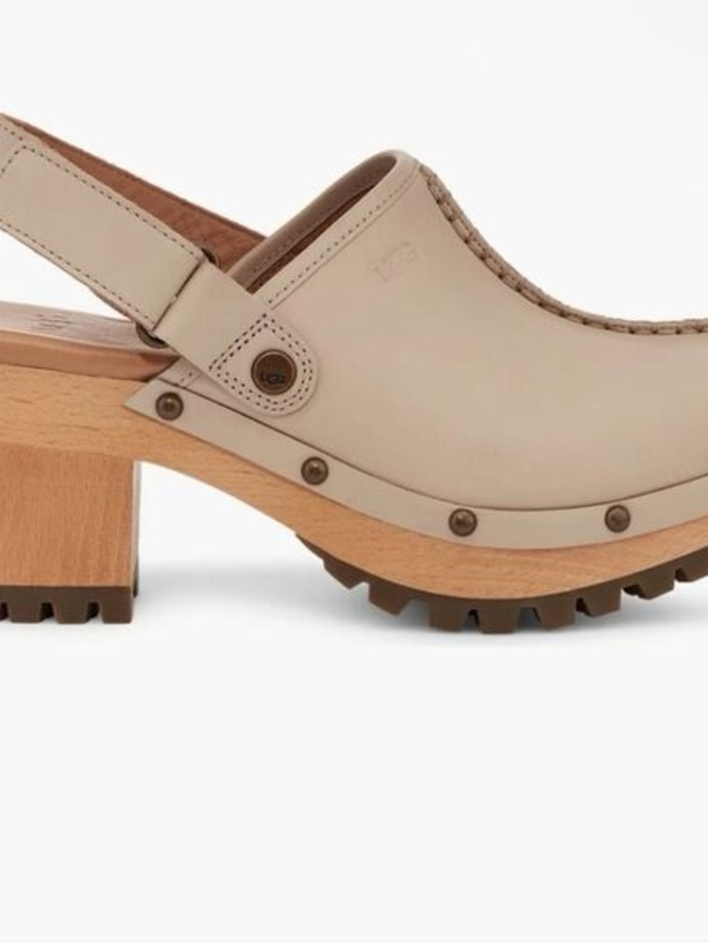 UGG Farryn Ivory Leather Platform Clogs Slingback Shoes Size 10